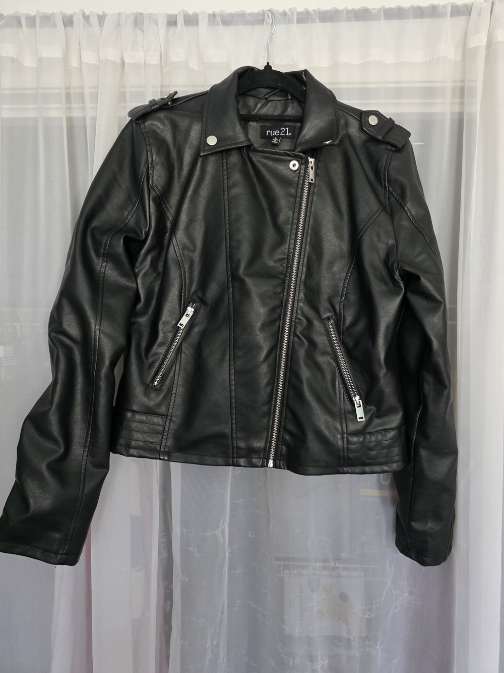 rue21 Black Faux Leather Moto Jacket